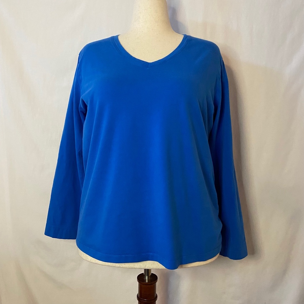 Plus Size Great Northwest Blue Long Sleeve V-Neck T-shirt Size 2x